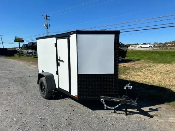 2025-5X8-COVERED-WAGON-ENCLOSED-CARGO-TRAILER-BARN-DOORS-BLACK-TRIM-4.webp Covered Wagon 5 x 8 Enclosed Cargo Trailer Black Trim