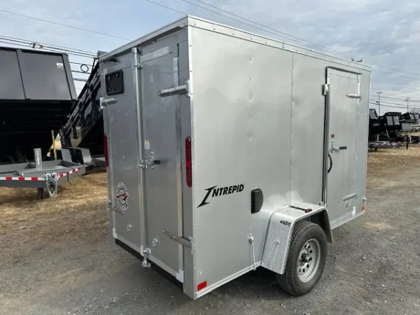2025-HOMESTEADER-5X10-ENCLOSED-CARGO-TRAILER-BARN-DOORS-1.webp Homesteader 5 x 10 Enclosed V-Nose Cargo Trailer