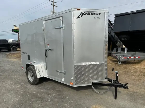 2025-HOMESTEADER-5X10-ENCLOSED-CARGO-TRAILER-BARN-DOORS-4.webp Homesteader 5 x 10 Enclosed V-Nose Cargo Trailer