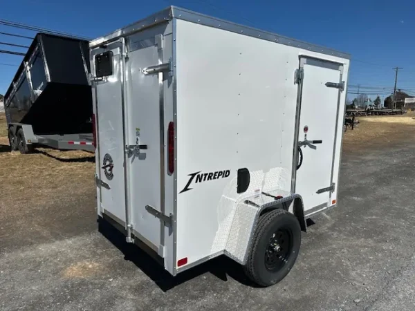 2025-HOMESTEADER-5X8-ENCLOSED-CARGO-TRAILER-BARN-DOORS-1-1.webp Homesteader 5 x 8 Enclosed V-Nose Cargo Trailer