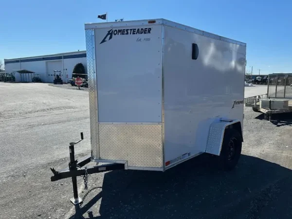2025-HOMESTEADER-5X8-ENCLOSED-CARGO-TRAILER-BARN-DOORS-3-1.webp Homesteader 5 x 8 Enclosed V-Nose Cargo Trailer