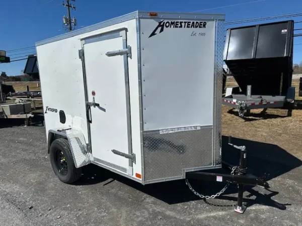 2025-HOMESTEADER-5X8-ENCLOSED-CARGO-TRAILER-BARN-DOORS-4.webp Homesteader 5 x 8 Enclosed V Nose Cargo