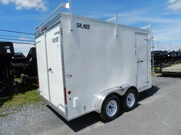 Car-Mate-7x12-Enclosed-Contractor-Trailer-Ladder-Racks-1-1.webp Car Mate 7 x 12 V-Nose Enclosed Trailer