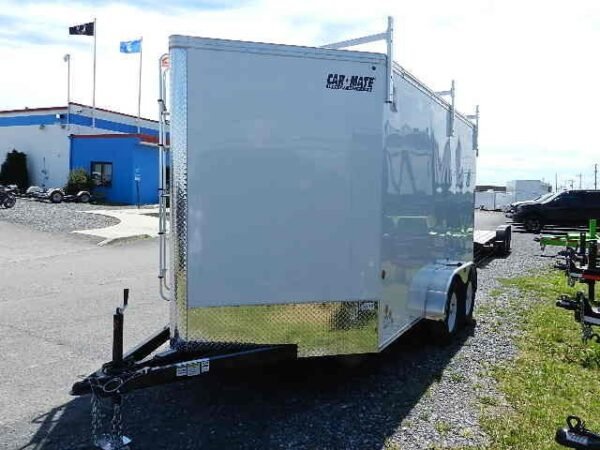 Car-Mate-7x12-Enclosed-Contractor-Trailer-Ladder-Racks-3-1.jpg Car Mate 7 x 12 V-Nose Enclosed Trailer