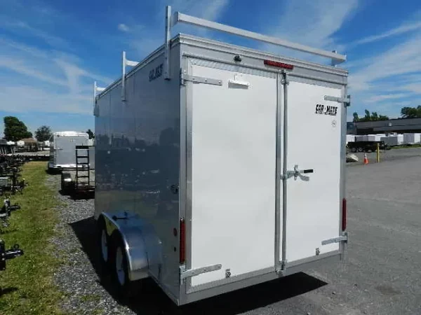 Car-Mate-7x12-Enclosed-Contractor-Trailer-Ladder-Racks-4-1.webp Car Mate 7 x 12 V-Nose Enclosed Trailer
