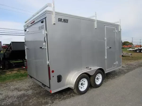Car-Mate-7x14-Enclosed-Contractor-Trailer-Ladder-Racks-Shelving-Ramp-Door-2.webp Car Mate 7 x 14 Enclosed Contractor Trailer