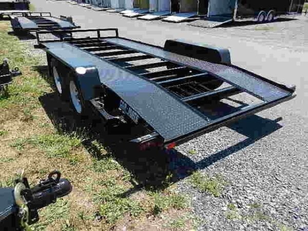 Car-Mate-8x16-Open-Rail-Car-Hauler-2.jpg Car Mate 7 x 16 Car Trailer 7K