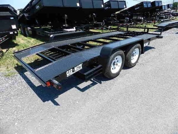 Car-Mate-8x16-Open-Rail-Car-Hauler-4.jpg Car Mate 7 x 16 Car Trailer 7K
